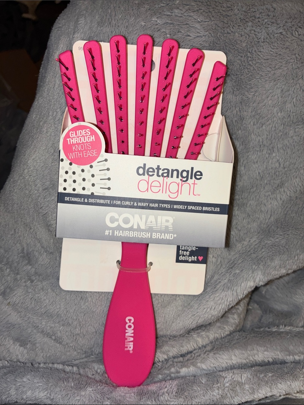 Conair Detangle Delight Pink Hairbrush - Wide Vent Paddle Brush